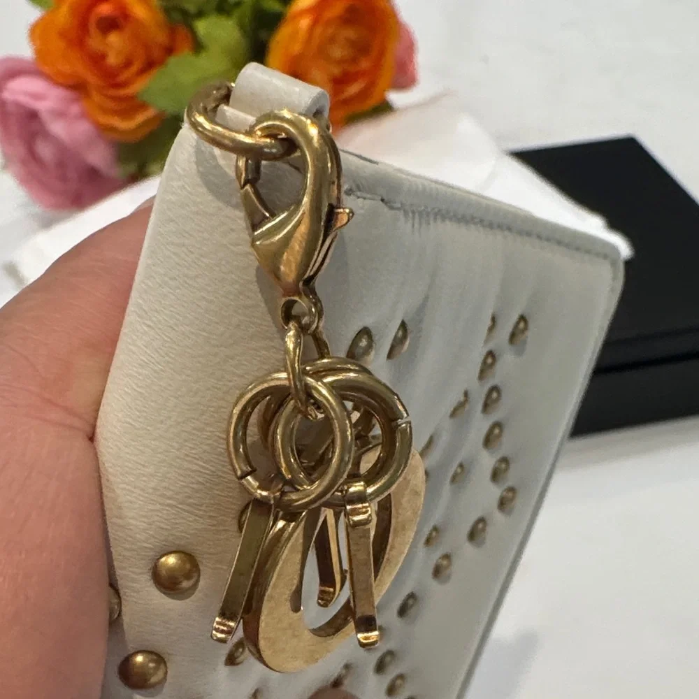 Dior Beige Wallet with Gold Studs